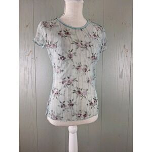 Vintage 90s Fairy Grunge Whimsy‎ Goth Shirt Embroidered Womens M Sheer Floral